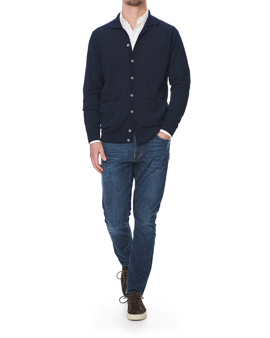 Herren | Pullover | Stenströms | Merino Wool Pocket Cardigan Navy