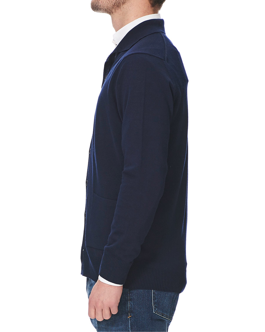 Herren | Pullover | Stenströms | Merino Wool Pocket Cardigan Navy