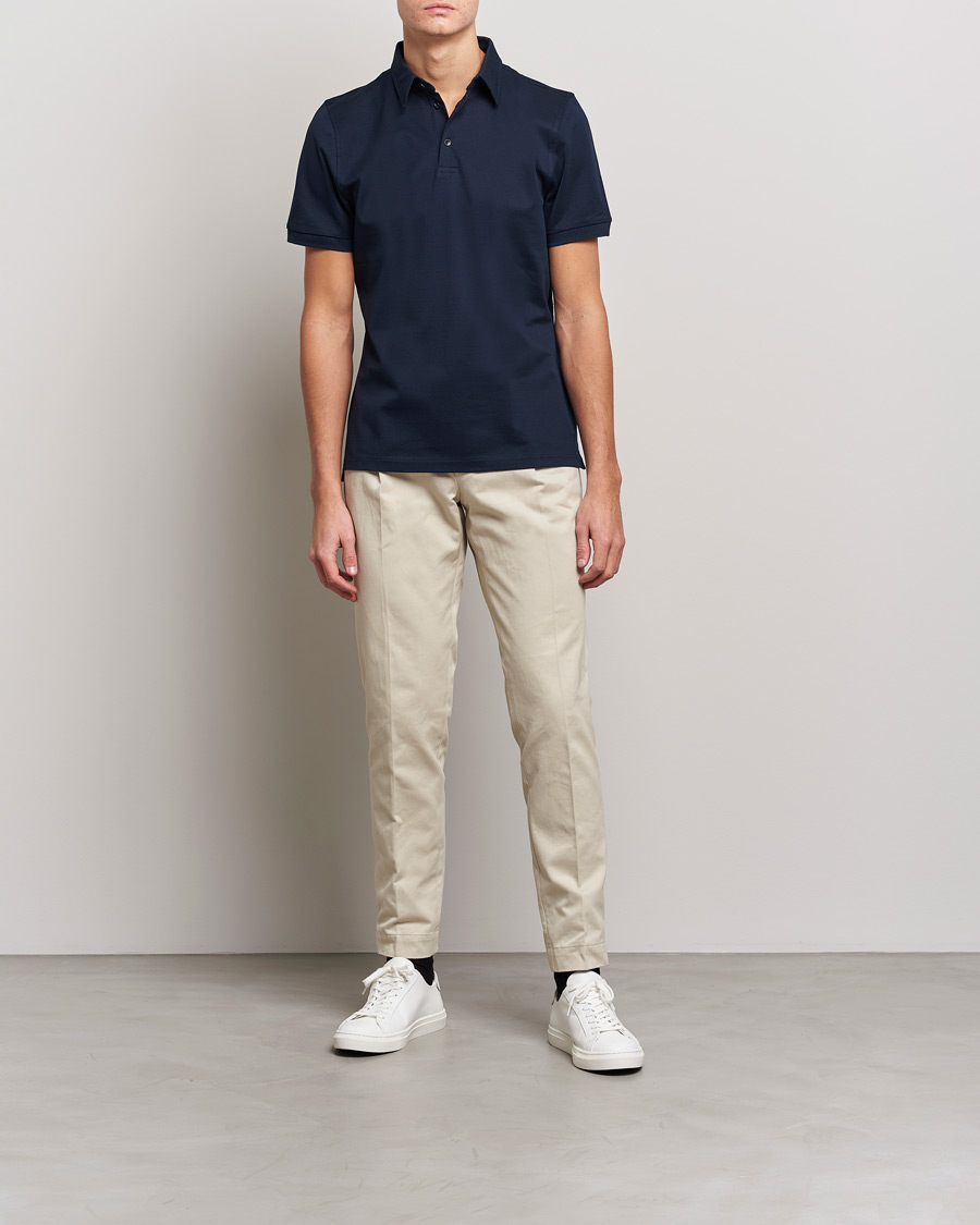 Herren | Poloshirt | Stenströms | Cotton Polo Shirt Navy