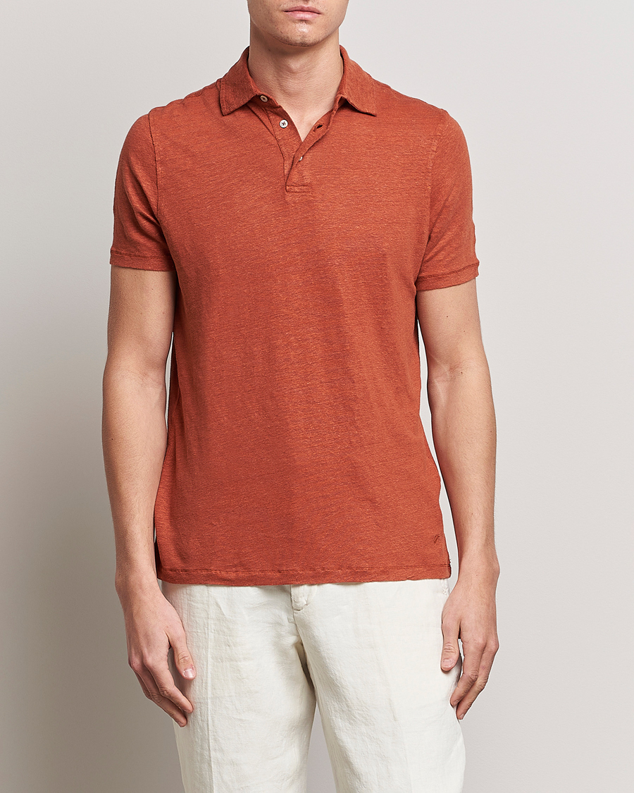 Herren |  | Stenströms | Linen Polo Shirt Rust