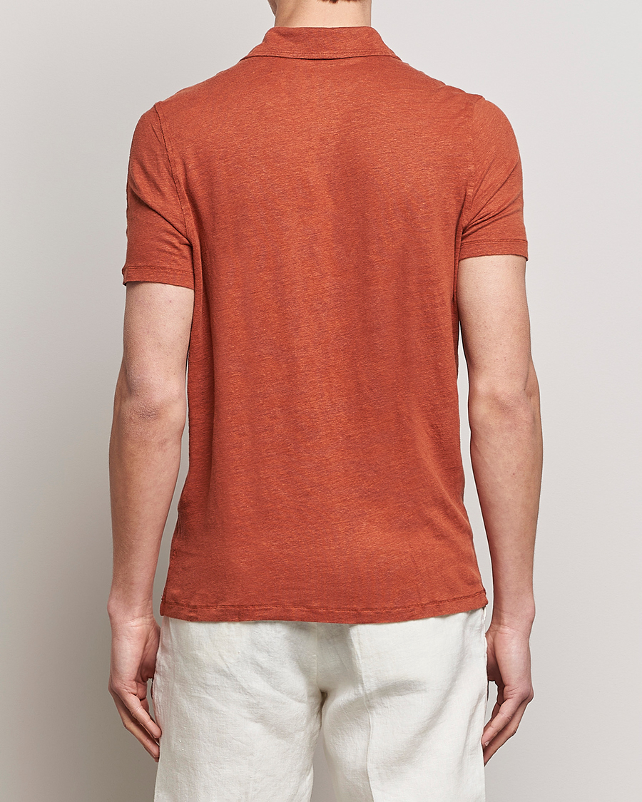Herren | Poloshirts | Stenströms | Linen Polo Shirt Rust