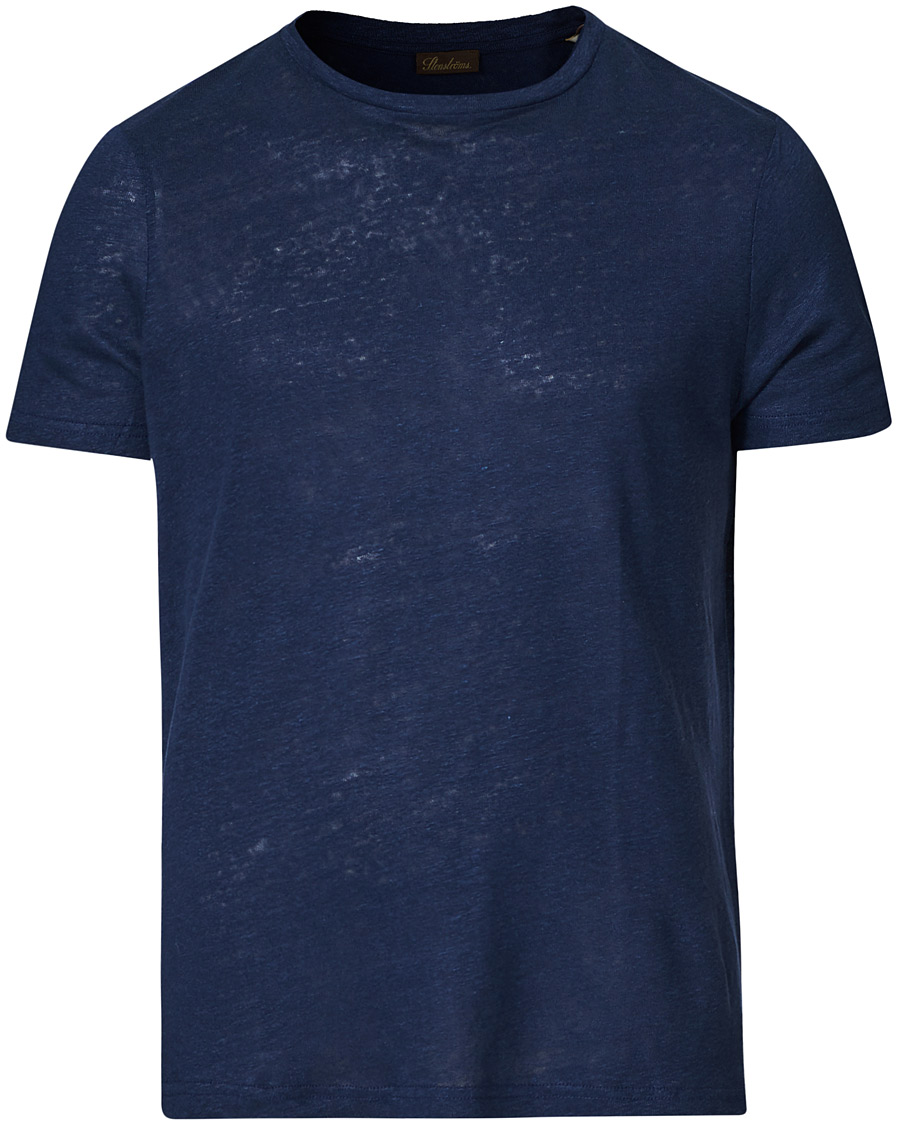 Herren | T-Shirts | Stenströms | Linen T-Shirt Navy