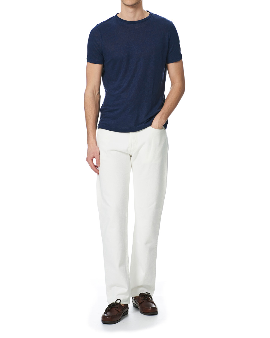 Herren | T-Shirts | Stenströms | Linen T-Shirt Navy