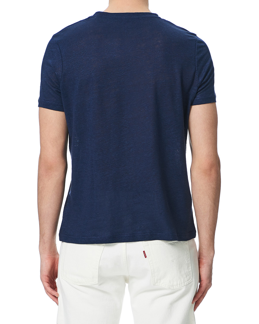 Herren | T-Shirts | Stenströms | Linen T-Shirt Navy