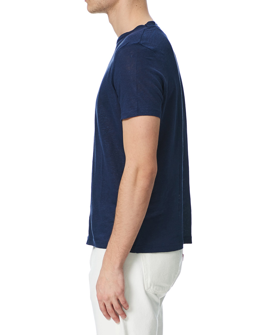 Herren | T-Shirts | Stenströms | Linen T-Shirt Navy
