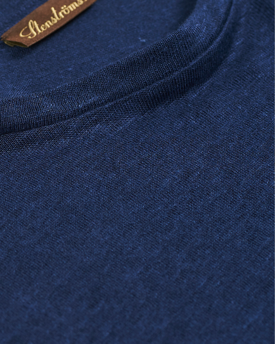 Herren | T-Shirts | Stenströms | Linen T-Shirt Navy