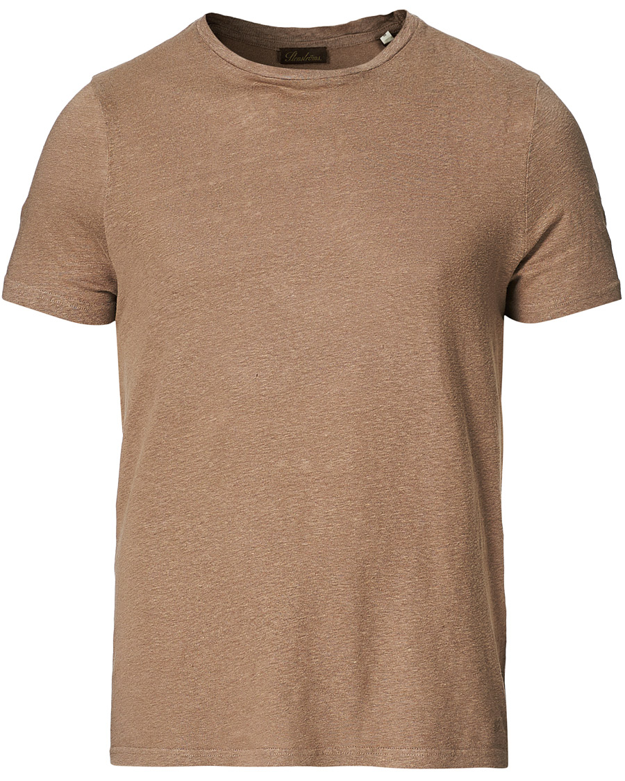 Herren | T-Shirts | Stenströms | Linen T-Shirt Beige