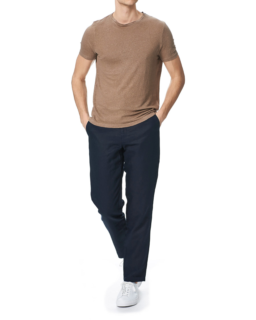 Herren | T-Shirts | Stenströms | Linen T-Shirt Beige