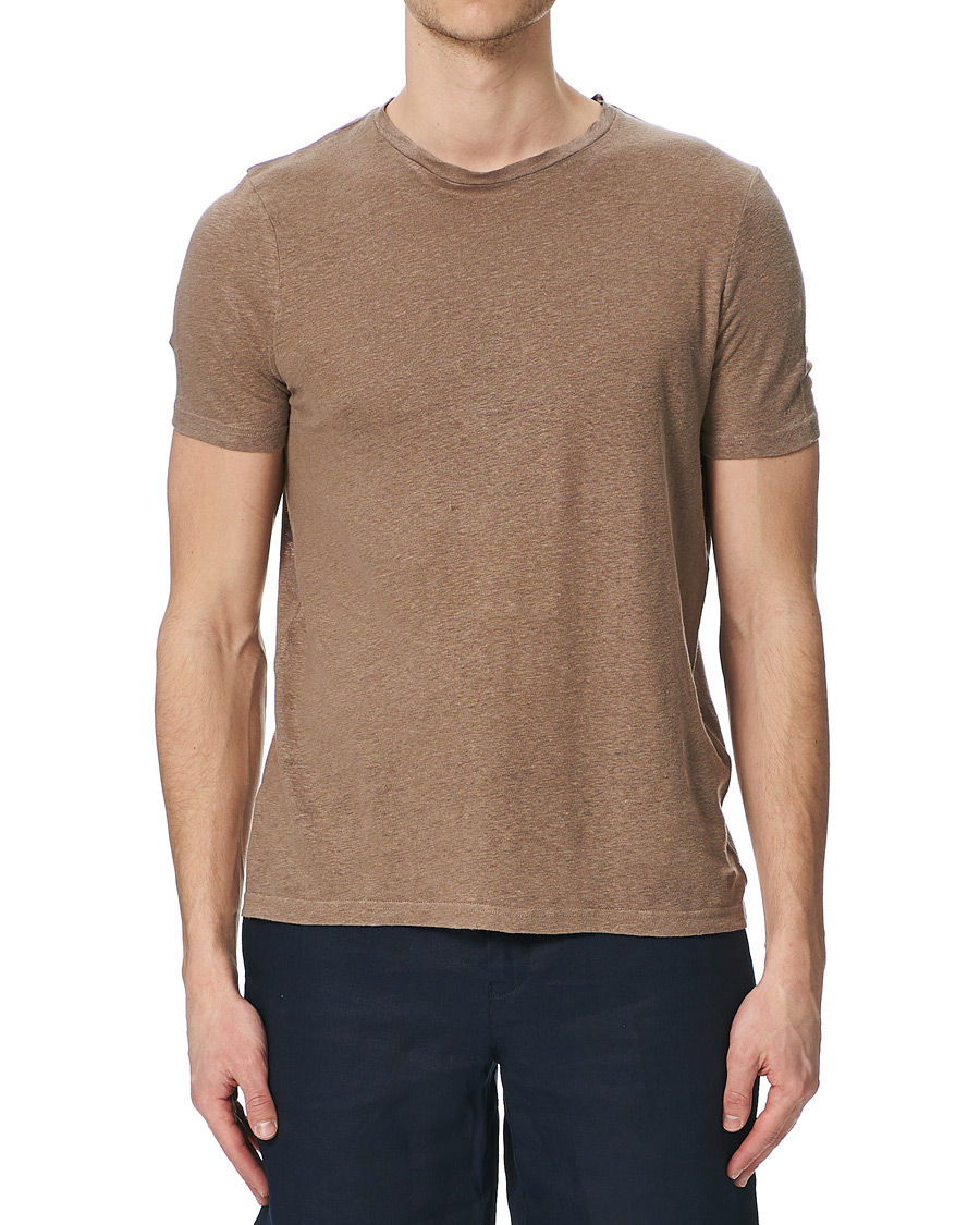 Herren | T-Shirts | Stenströms | Linen T-Shirt Beige