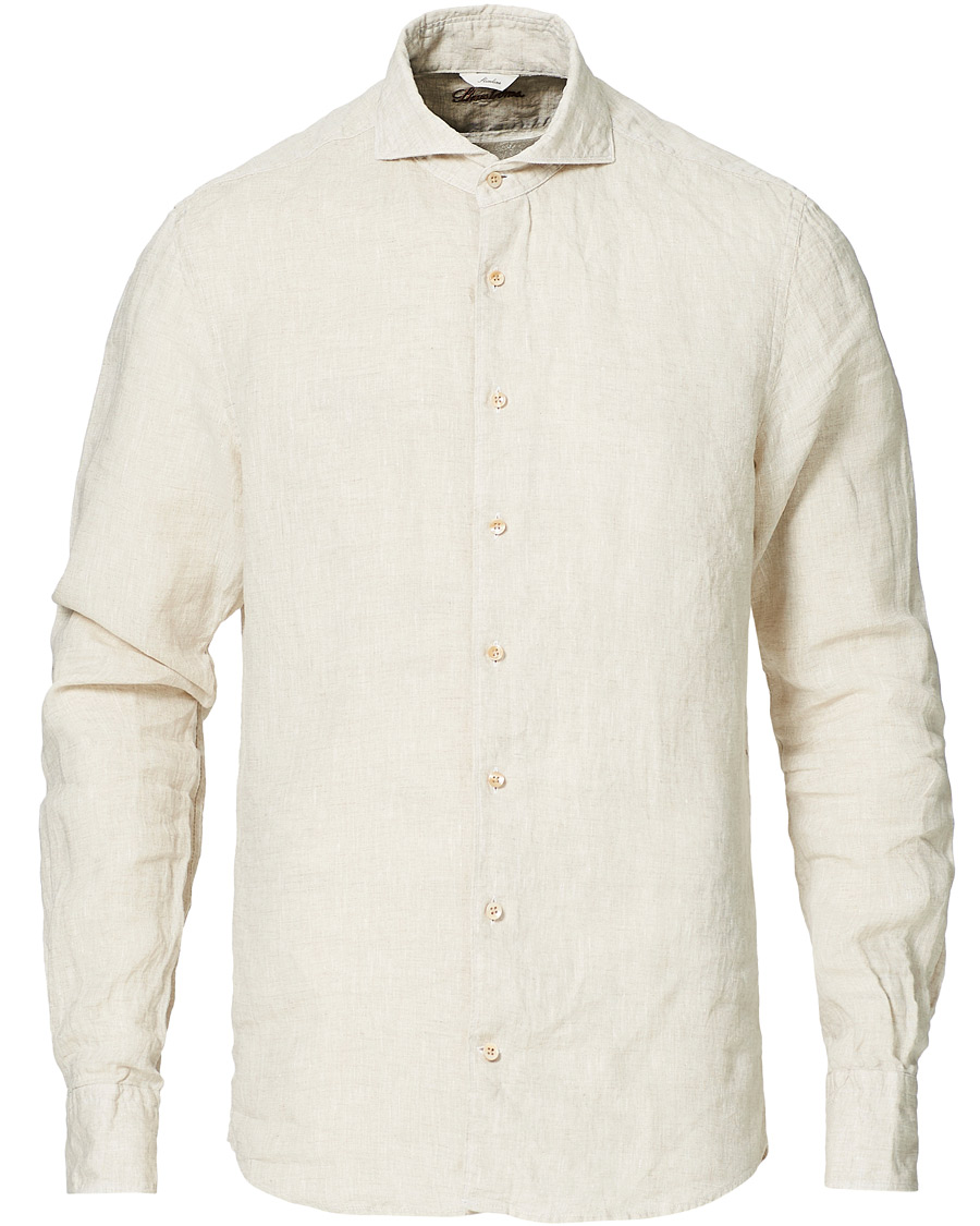 Herren | Hemden | Stenströms | Slimline Linen Cut Away Shirt Oat