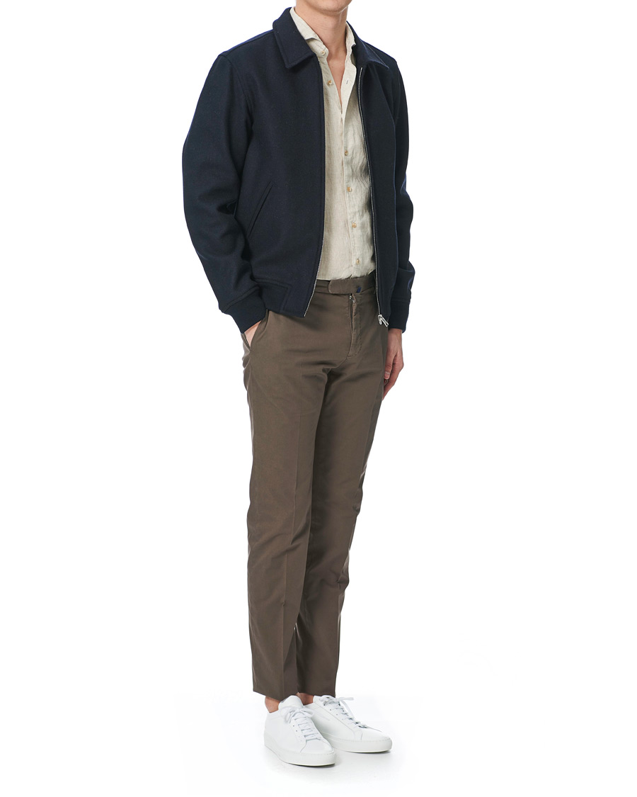 Herren | Hemden | Stenströms | Slimline Linen Cut Away Shirt Oat