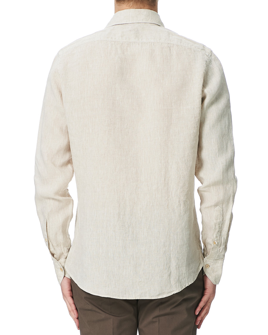 Herren | Hemden | Stenströms | Slimline Linen Cut Away Shirt Oat