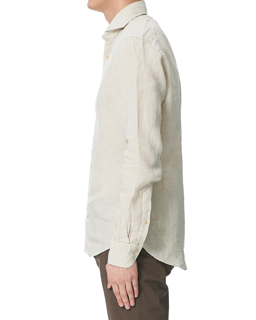 Herren | Hemden | Stenströms | Slimline Linen Cut Away Shirt Oat