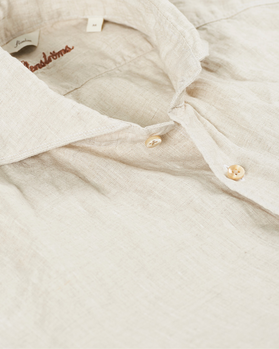 Herren | Hemden | Stenströms | Slimline Linen Cut Away Shirt Oat
