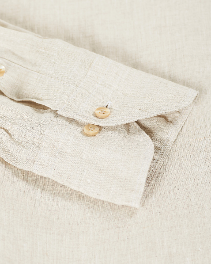 Herren | Hemden | Stenströms | Slimline Linen Cut Away Shirt Oat