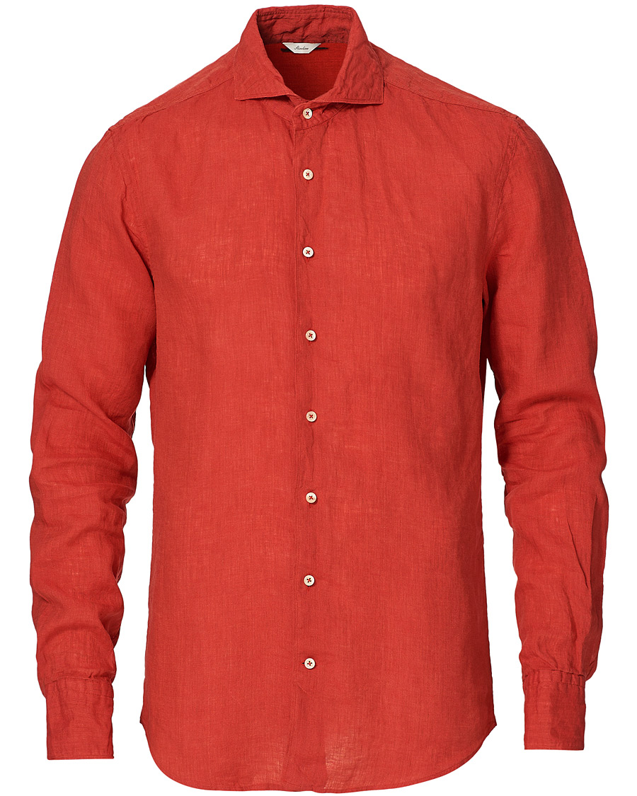 Herren | Hemden | Stenströms | Slimline Linen Cut Away Shirt Red