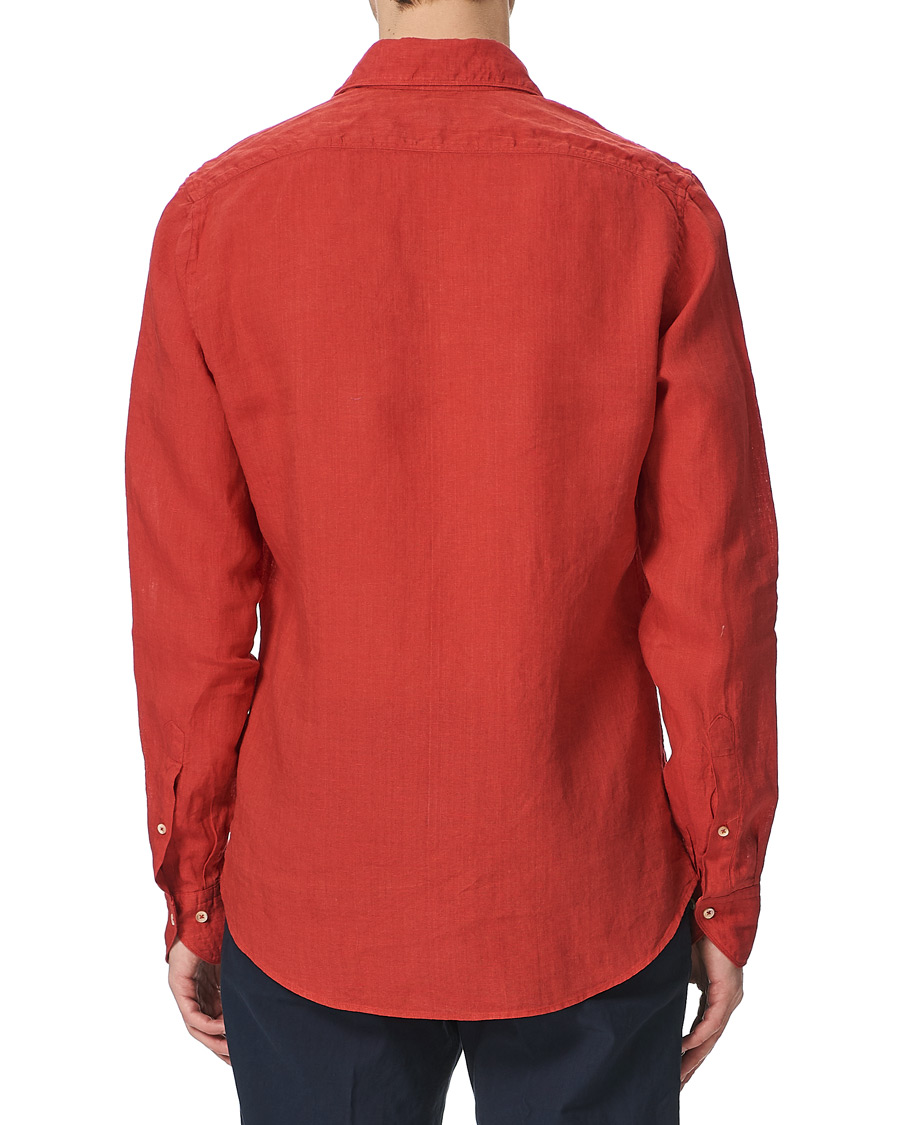 Herren | Hemden | Stenströms | Slimline Linen Cut Away Shirt Red