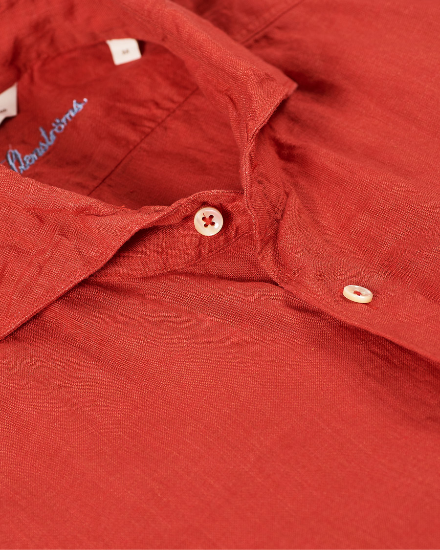 Herren | Hemden | Stenströms | Slimline Linen Cut Away Shirt Red