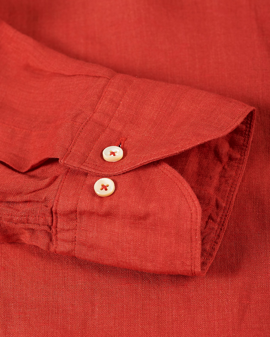 Herren | Hemden | Stenströms | Slimline Linen Cut Away Shirt Red