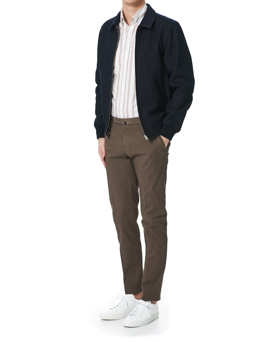 Herren | Hemden | Stenströms | Slimline Wide Striped Oxford Shirt Beige