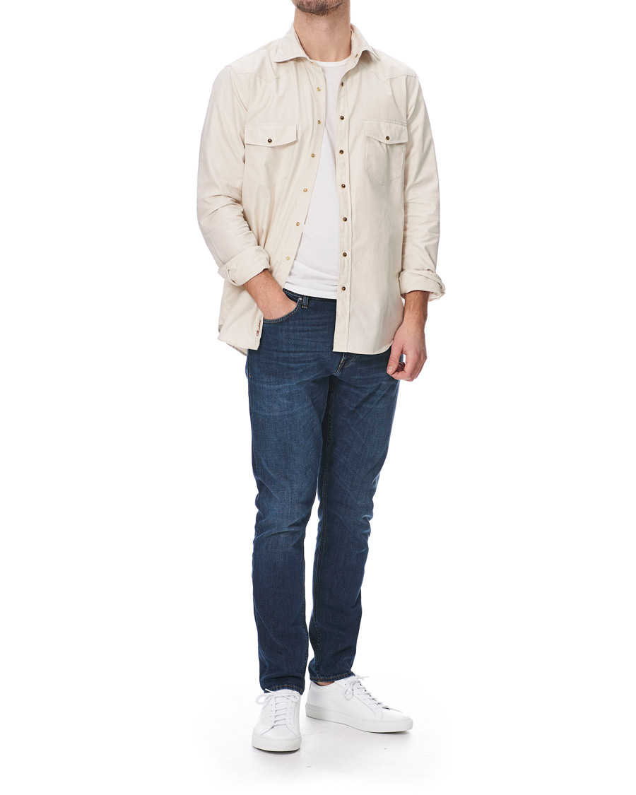 Herren | Hemden | Stenströms | Slimline Twill Western Shirt Beige