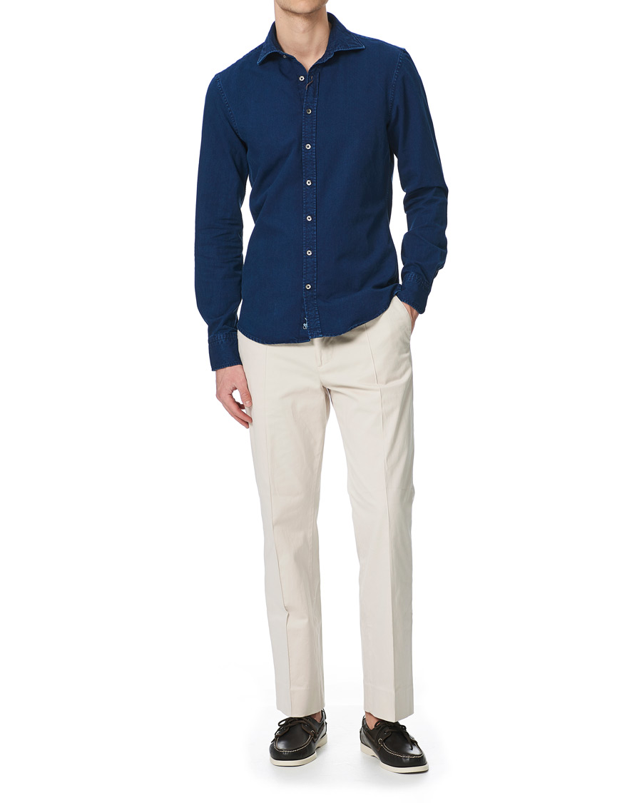 Herren | Hemden | Stenströms | Slimline Garment Dyed Shirt Dark Blue