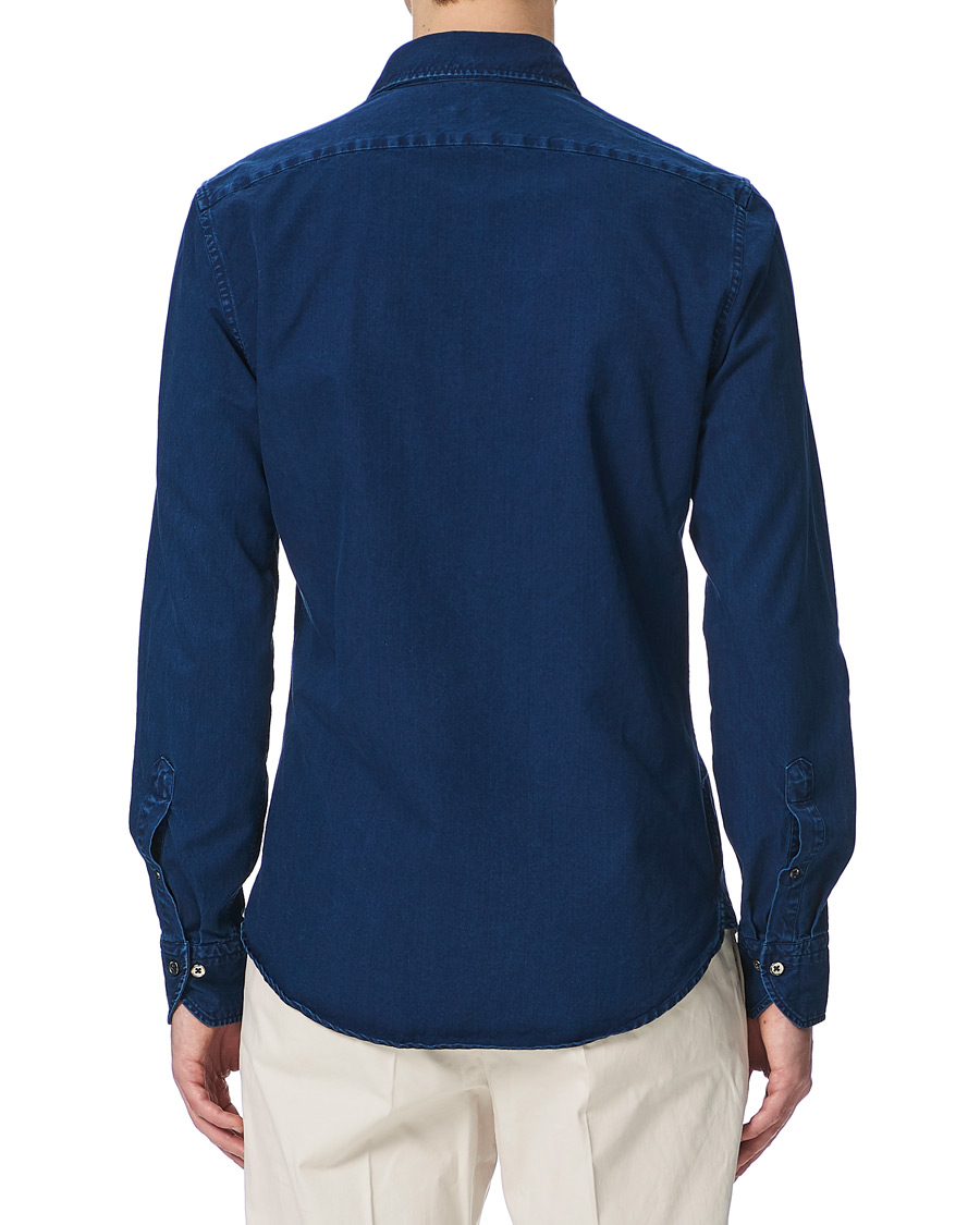 Herren | Hemden | Stenströms | Slimline Garment Dyed Shirt Dark Blue