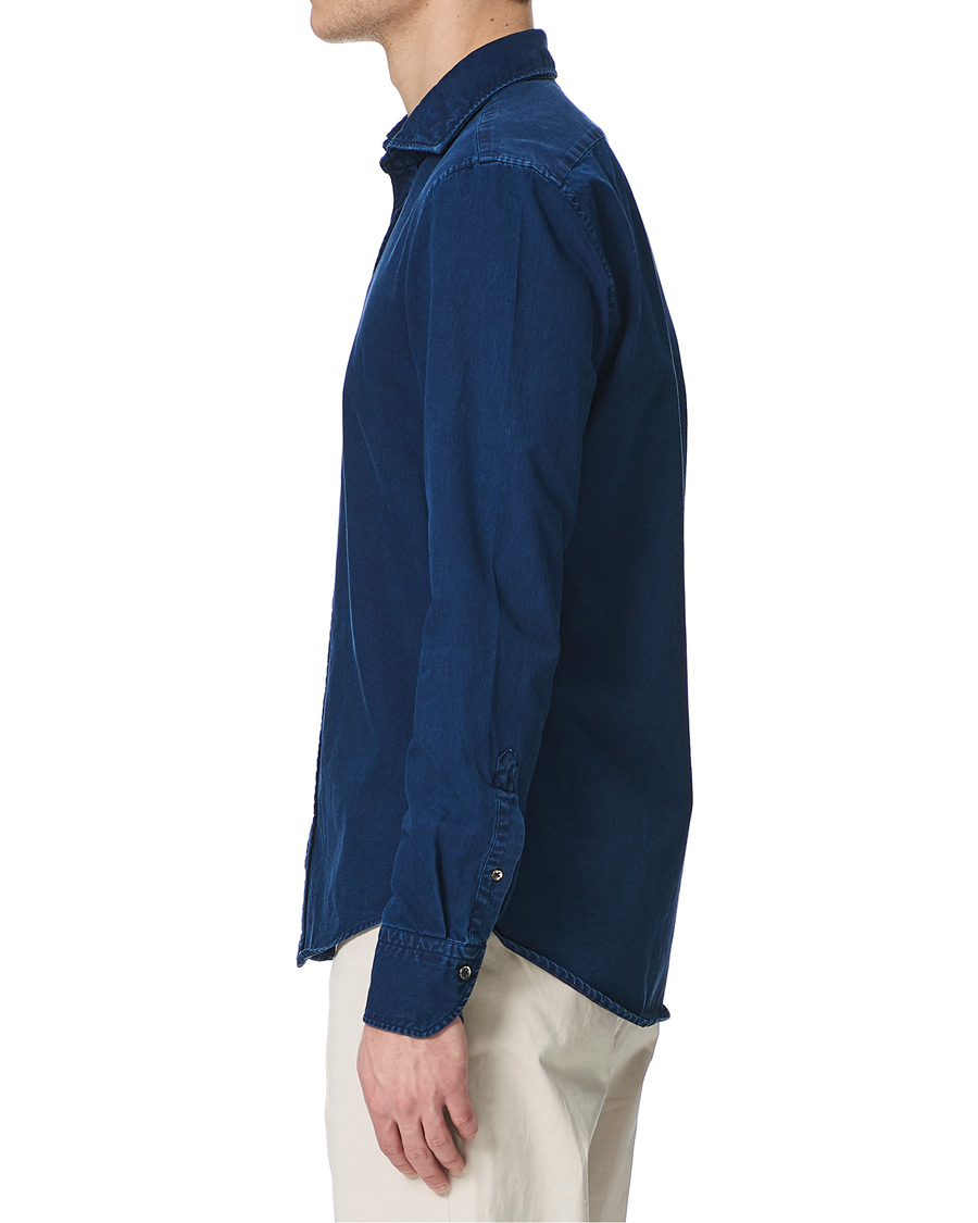 Herren | Hemden | Stenströms | Slimline Garment Dyed Shirt Dark Blue