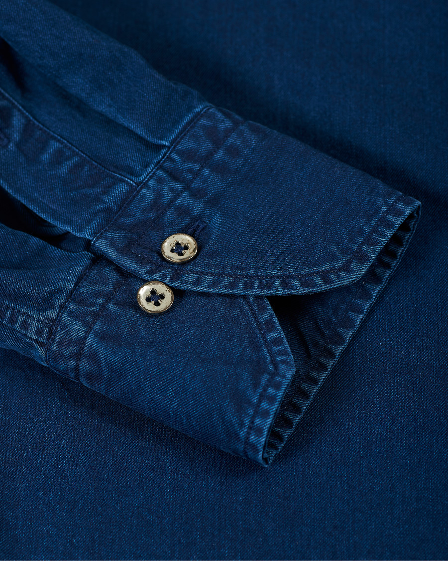 Herren | Hemden | Stenströms | Slimline Garment Dyed Shirt Dark Blue