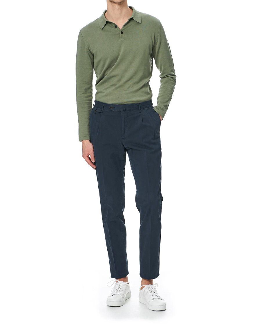 Herren | Pullover | Sunspel | Long Sleeve Sea Island Cotton Polo Shirt Light Khaki