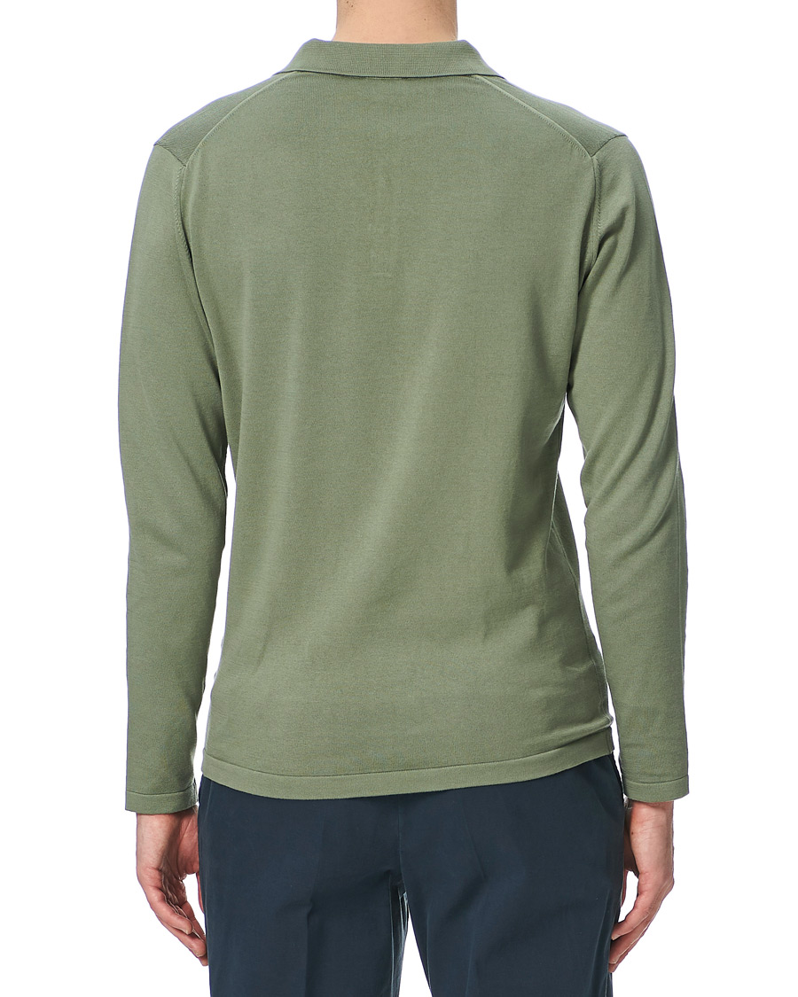 Herren | Pullover | Sunspel | Long Sleeve Sea Island Cotton Polo Shirt Light Khaki