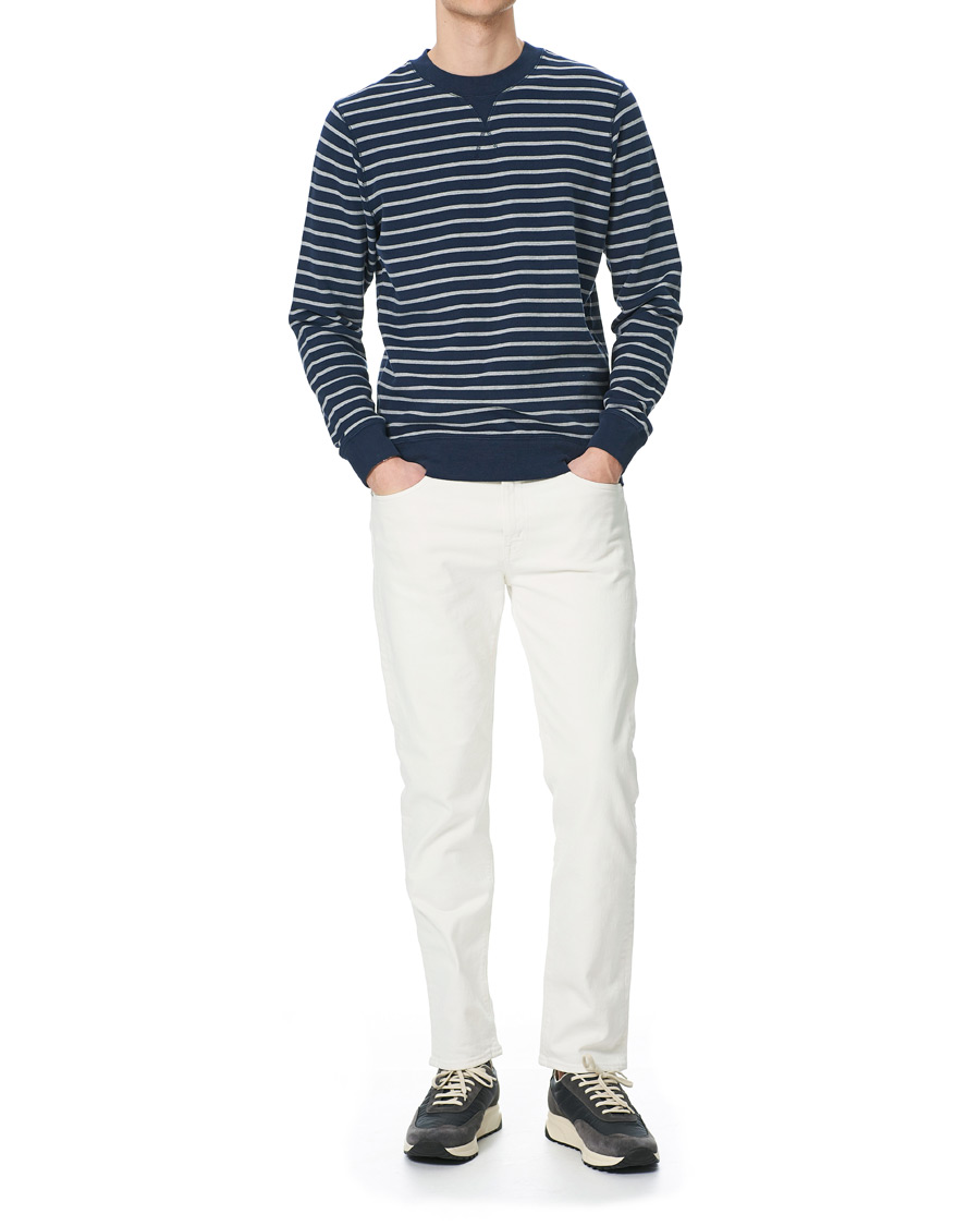 Herren | Pullover | Sunspel | Striped Loopback Sweatshirt Navy/Grey