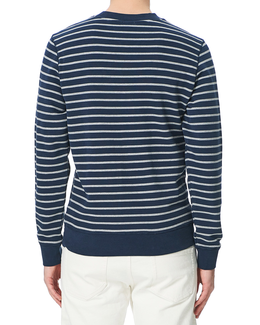 Herren | Pullover | Sunspel | Striped Loopback Sweatshirt Navy/Grey