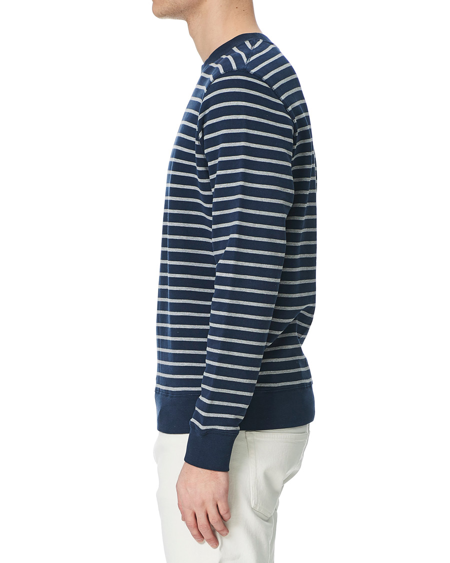 Herren | Pullover | Sunspel | Striped Loopback Sweatshirt Navy/Grey