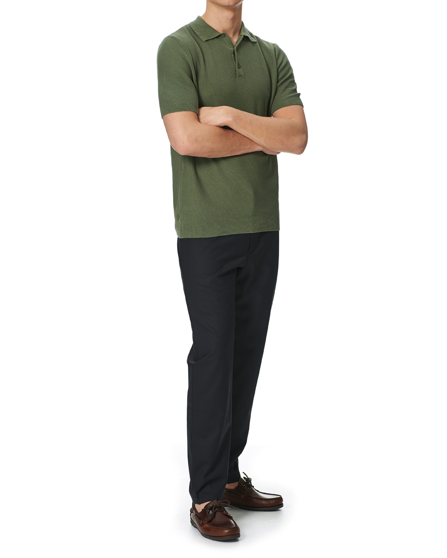 Herren | Poloshirts | Sunspel | Rack Stitch Fine Knitted Polo Light Khaki