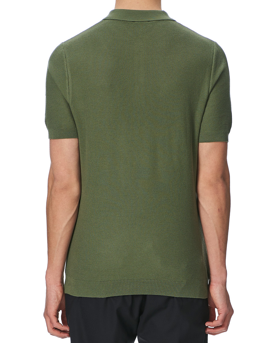 Herren | Poloshirts | Sunspel | Rack Stitch Fine Knitted Polo Light Khaki