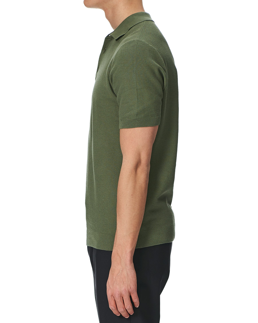 Herren | Poloshirts | Sunspel | Rack Stitch Fine Knitted Polo Light Khaki