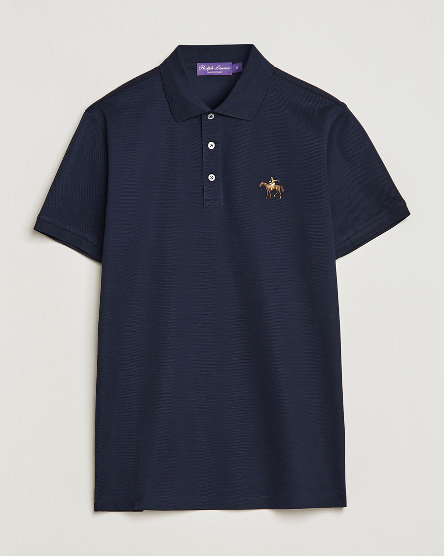Herren | Kurzarm-Poloshirts | Ralph Lauren Purple Label | Mercerized Cotton Polo Chairman Navy