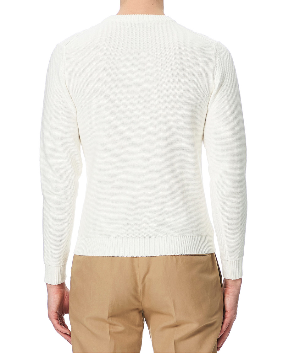 Herren | Pullover | Piacenza Cashmere | Aran Knit Cotton Sweater Off White