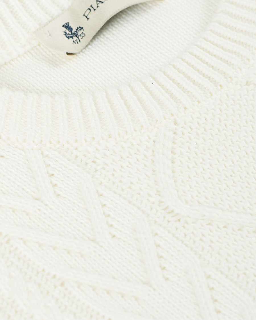 Herren | Pullover | Piacenza Cashmere | Aran Knit Cotton Sweater Off White