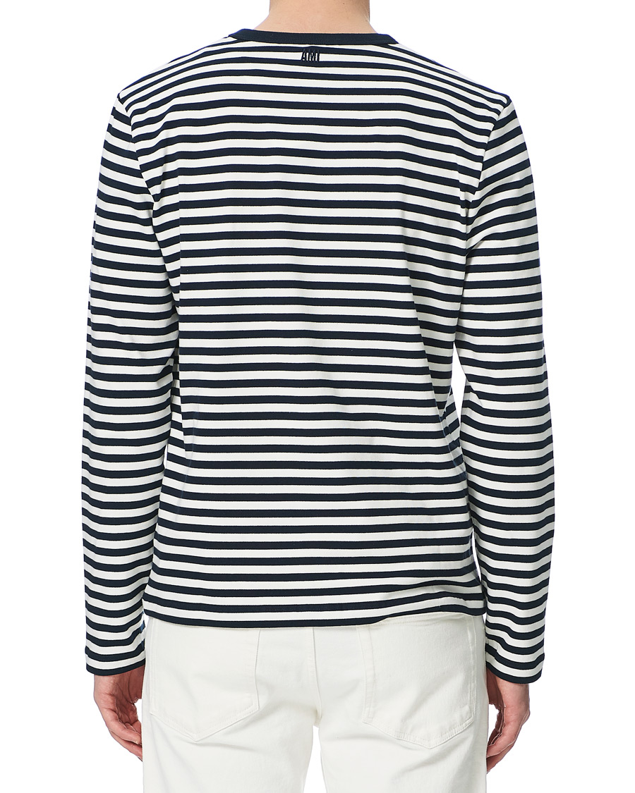 Herren | T-Shirts | AMI | Breton Stripe Long Sleeve Tee White/Navy