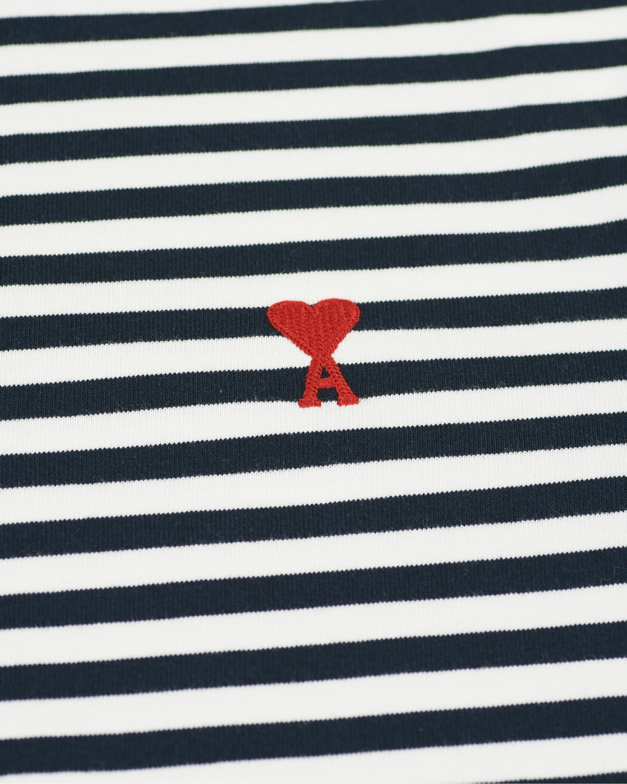 Herren | T-Shirts | AMI | Breton Stripe Long Sleeve Tee White/Navy
