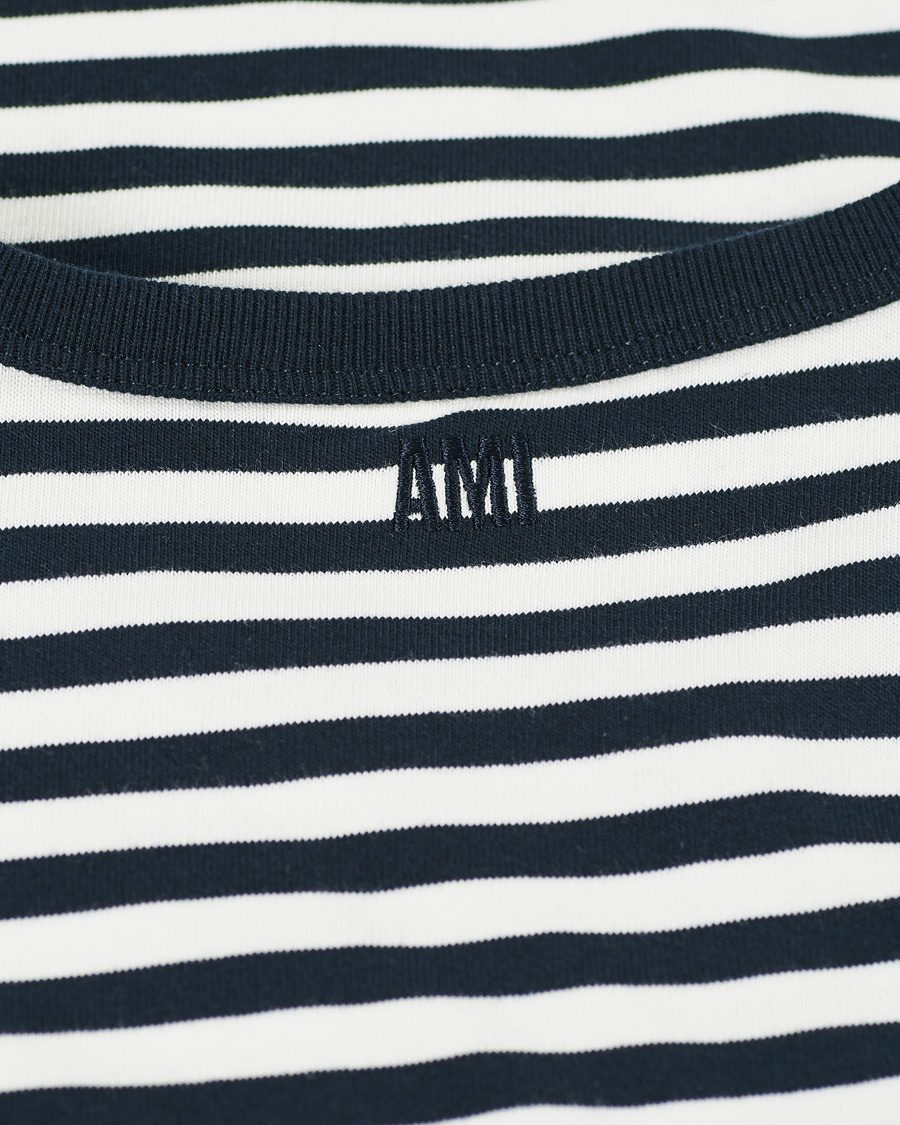 Herren | T-Shirts | AMI | Breton Stripe Long Sleeve Tee White/Navy