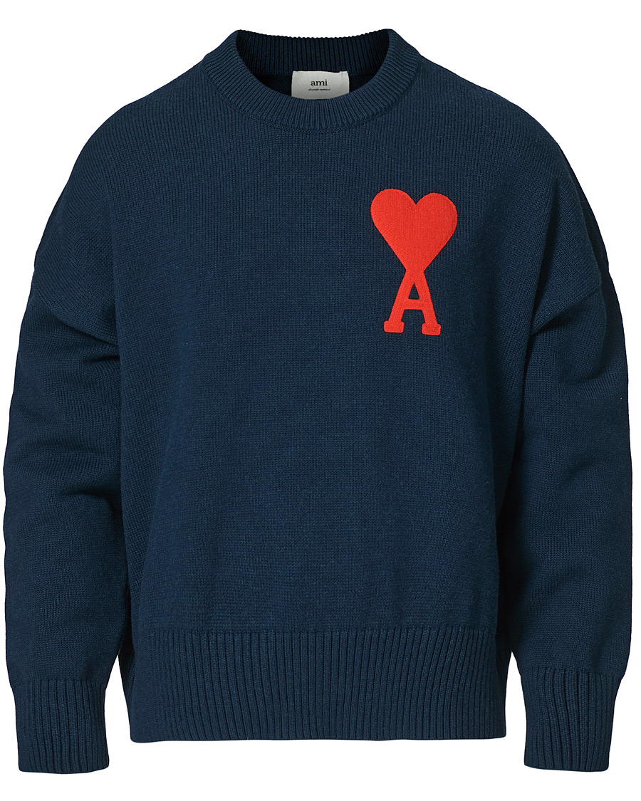 Herren | Pullover | AMI | Big Heart Oversize Sweater Navy