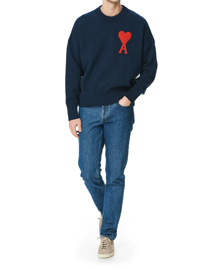 Herren | Pullover | AMI | Big Heart Oversize Sweater Navy