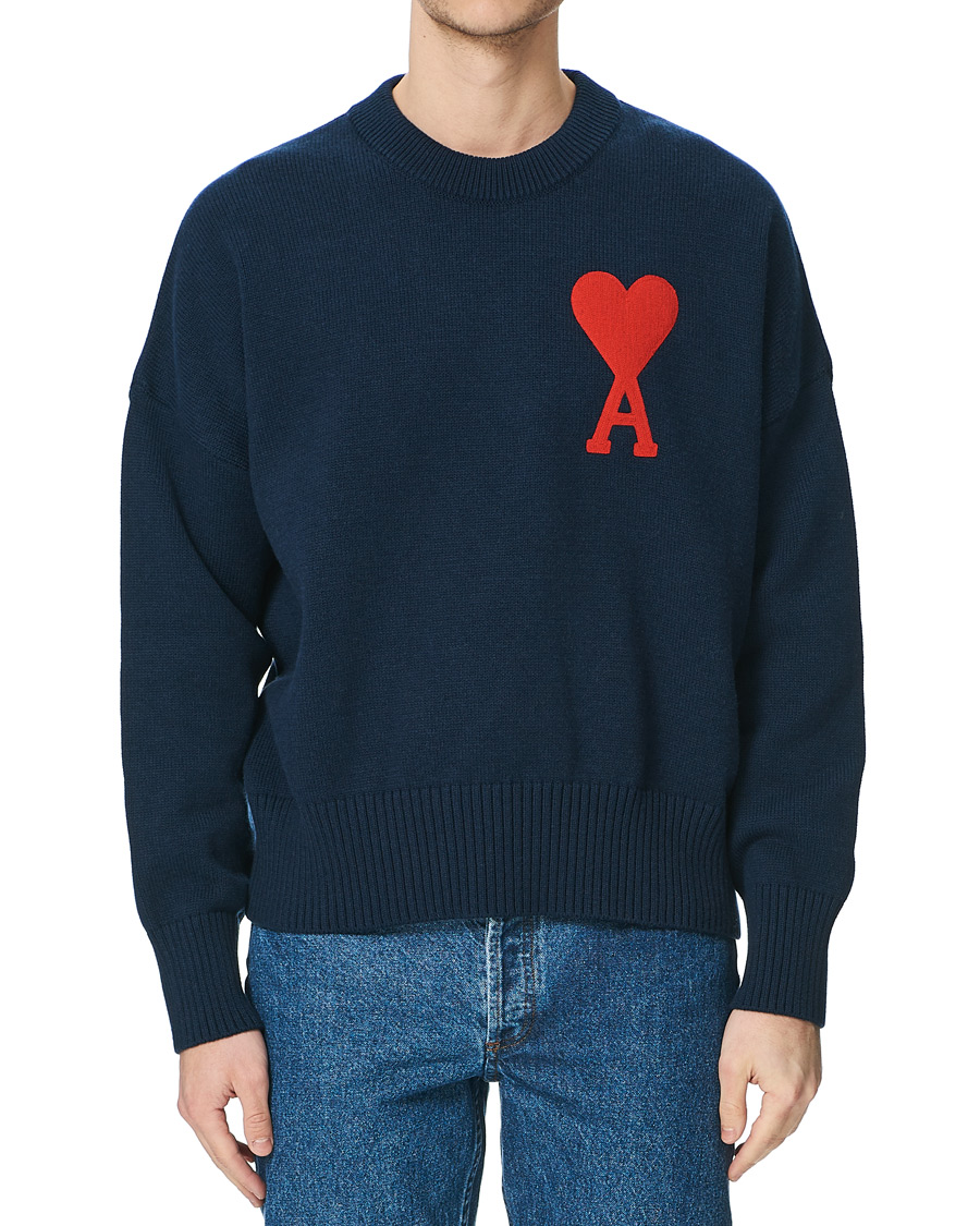 Herren | Pullover | AMI | Big Heart Oversize Sweater Navy