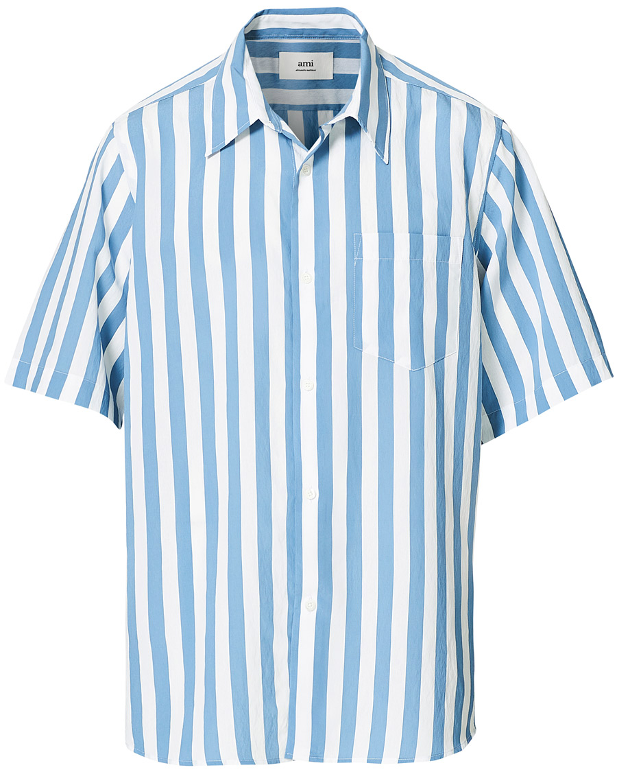 Herren | Hemden | AMI | Summer Fit Short Sleeve Shirt Light Blue/White