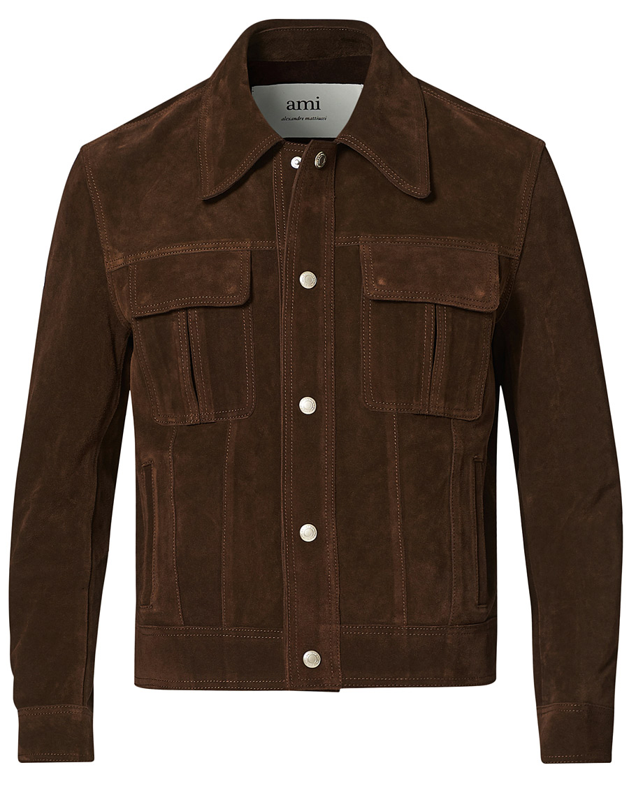 Herren | Jacken | AMI | Unlined Leather Jacket Chocolate Suede
