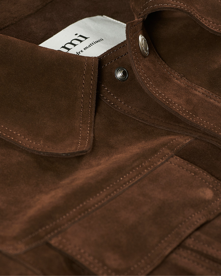 Herren | Jacken | AMI | Unlined Leather Jacket Chocolate Suede