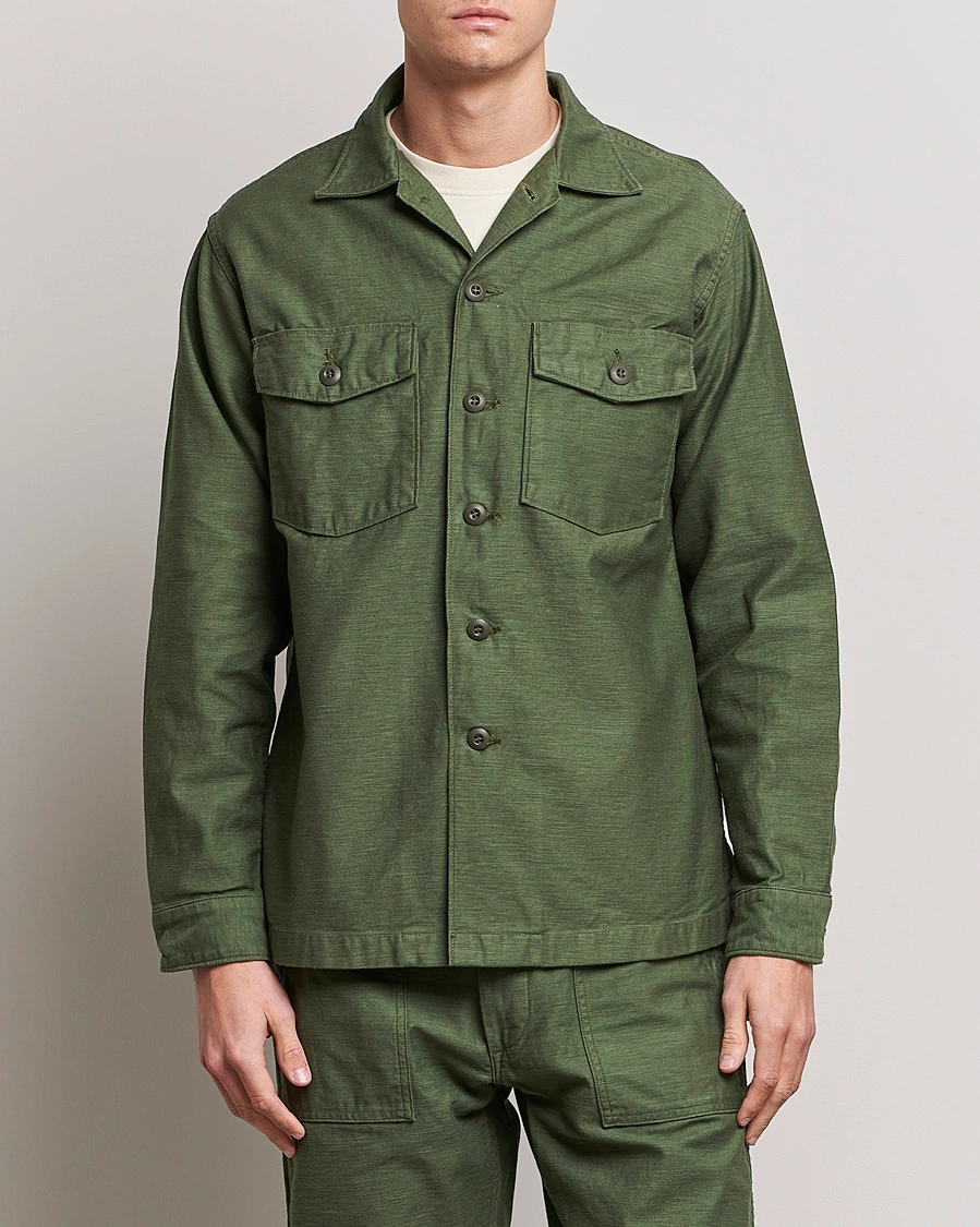 Herren | Hemden | orSlow | Cotton Sateen US Army Overshirt Green